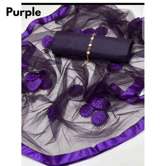 3 Pcs Women's Unstitched Katan Silk Plain Suit ShopiRivo