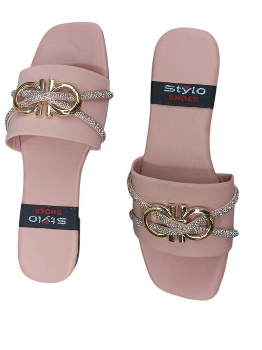 Women’s Pink PVC Semi-Formal Flats – Embellished, Stylish & Comfortable ShopiRivo