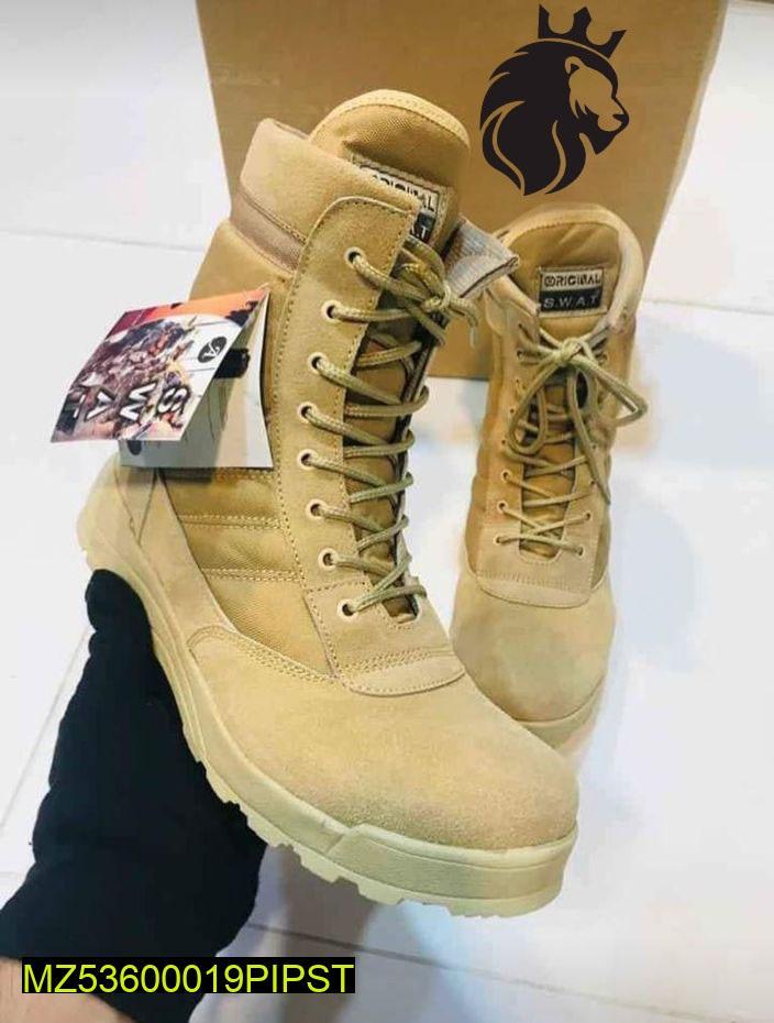 Men's Long Army Boots, Beige Swat ShopiRivo