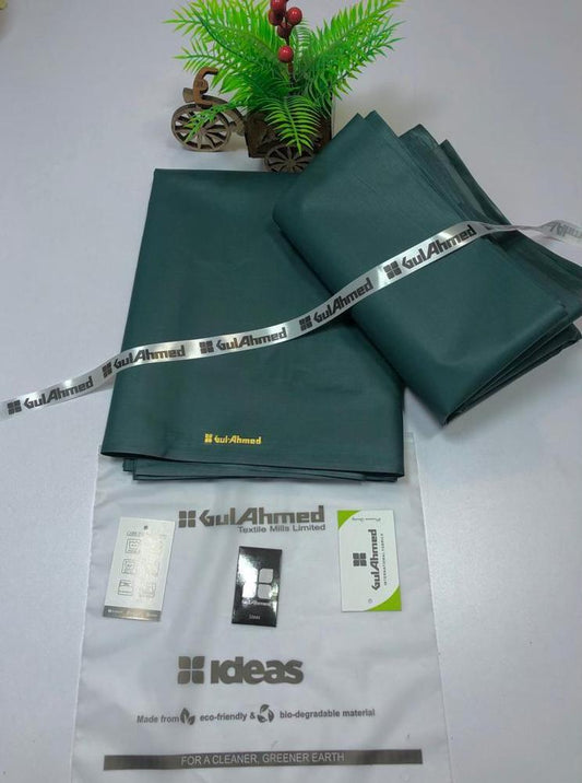 Men’s Green Cotton Suit – 4 Meter Unstitched Plain Fabric with Buttons (Summer Collection) ShopiRivo