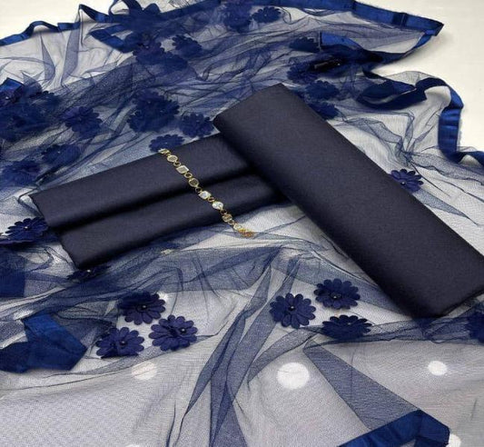 3 Pcs Women's Unstitched Emblazon Silk Embroidered Suit ShopiRivo