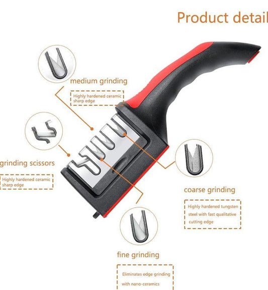 Professional 3-Stage Knife Sharpener – Manual Kitchen Blade Sharpening Tool for All Knives ShopiRivo