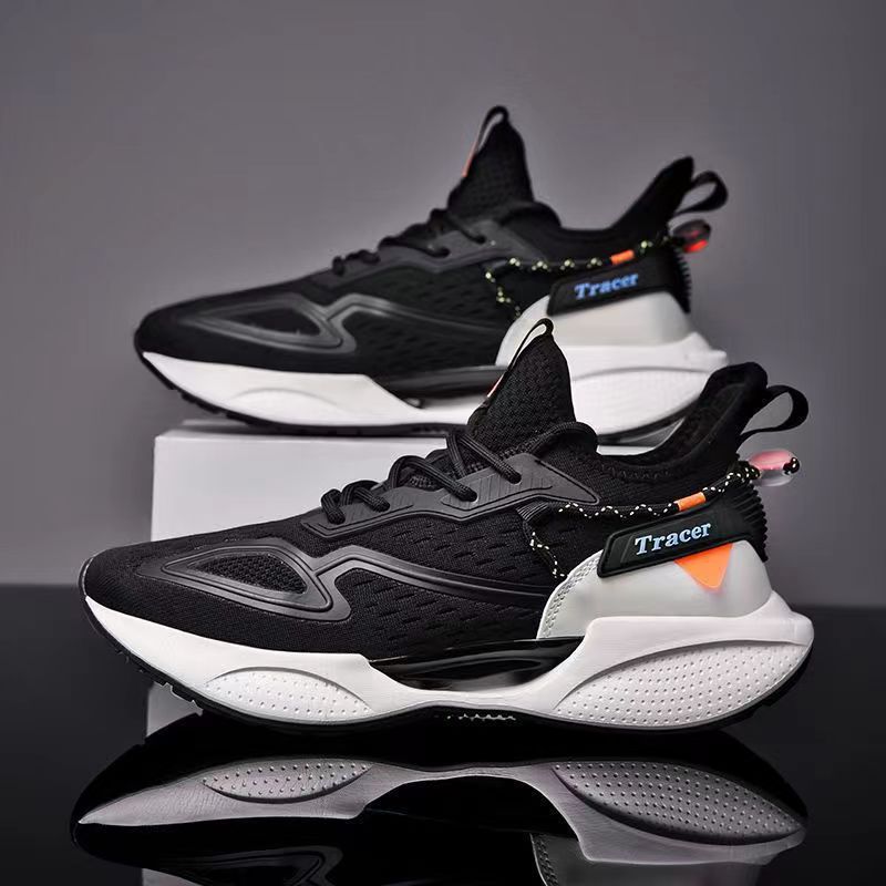 Spring And Summer New Flying Weaving Running Shoes Hollow Bottom Front Lace-up Trendy Shoes Plus Size Men's Casual Shoes
