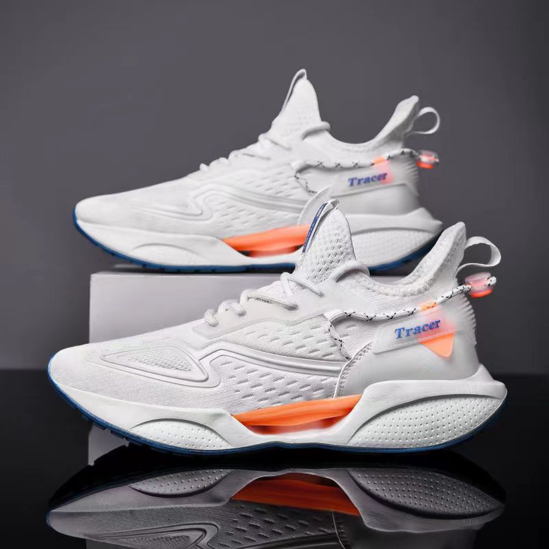 Spring And Summer New Flying Weaving Running Shoes Hollow Bottom Front Lace-up Trendy Shoes Plus Size Men's Casual Shoes