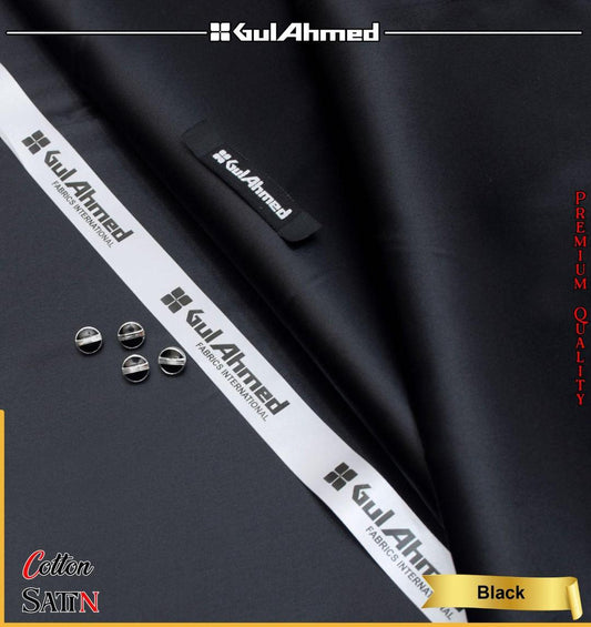 Men’s Black Cotton Sotton Suit – 4 Meter Unstitched Plain Fabric (Winter Collection) ShopiRivo