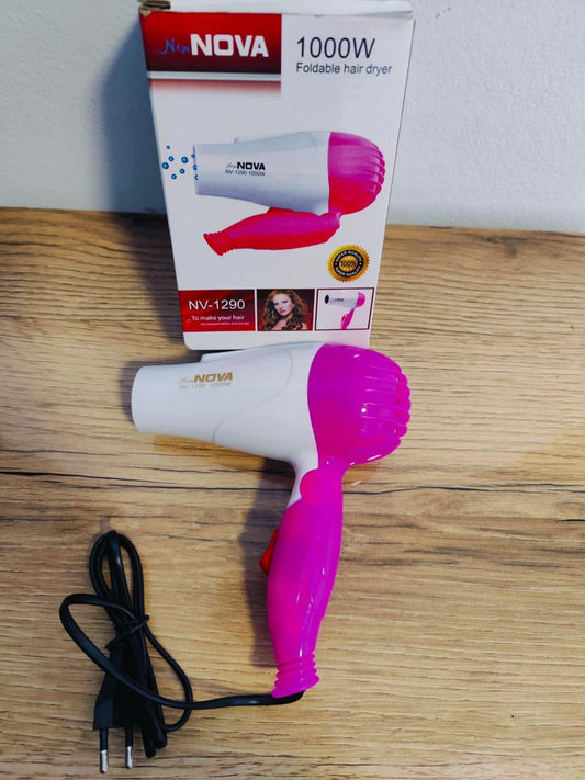 Lightweight Portable Hair Dryer NV-1290 – 1000W Fast Drying with Dual Heat & Speed Settings ShopiRivo