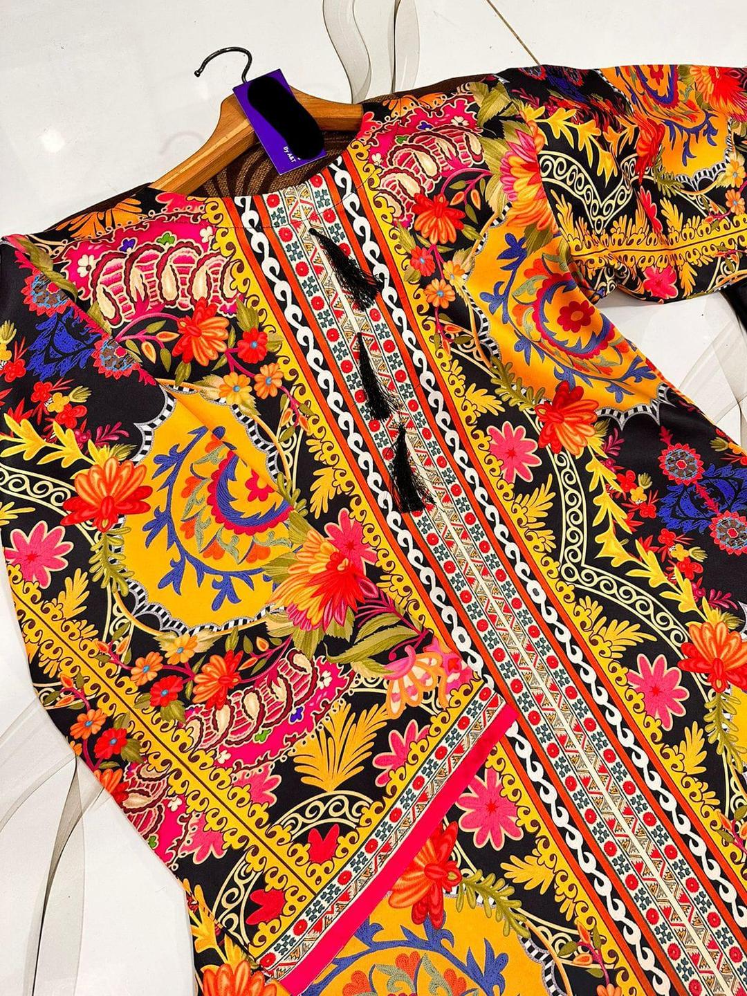 Women's 2 Piece Digital Printed Air-Sleeves Shirt with Flapper ShopiRivo