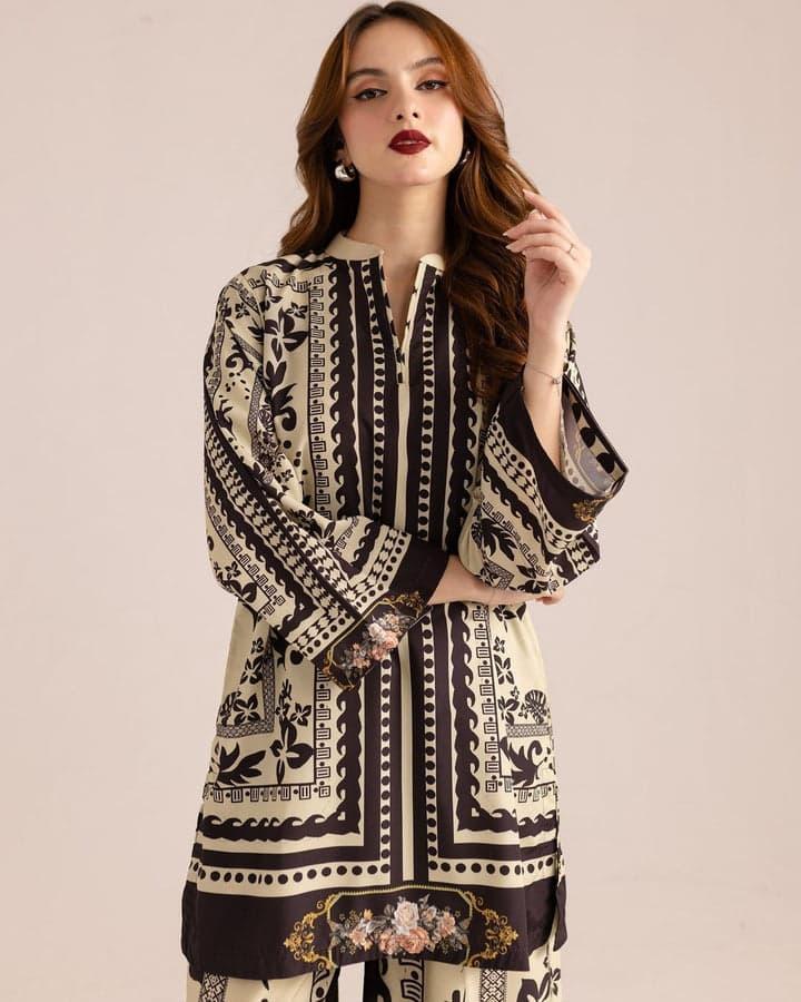 Women's 2 Piece Stitched Printed Co-Ord Set - Shirt & Trouser ShopiRivo