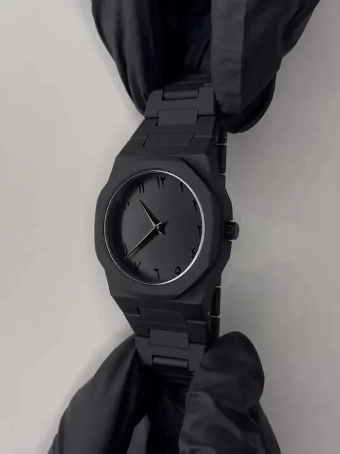 Black Arabic Aura Men’s Luxury Watch – Carbon Fiber Quartz Timepiece ShopiRivo