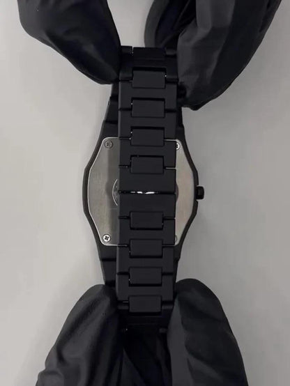 Black Arabic Aura Men’s Luxury Watch – Carbon Fiber Quartz Timepiece ShopiRivo