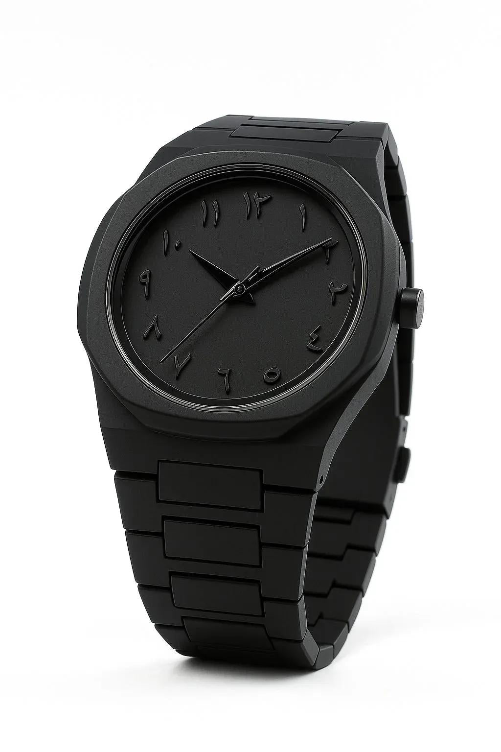 Black Arabic Aura Men’s Luxury Watch – Carbon Fiber Quartz Timepiece ShopiRivo