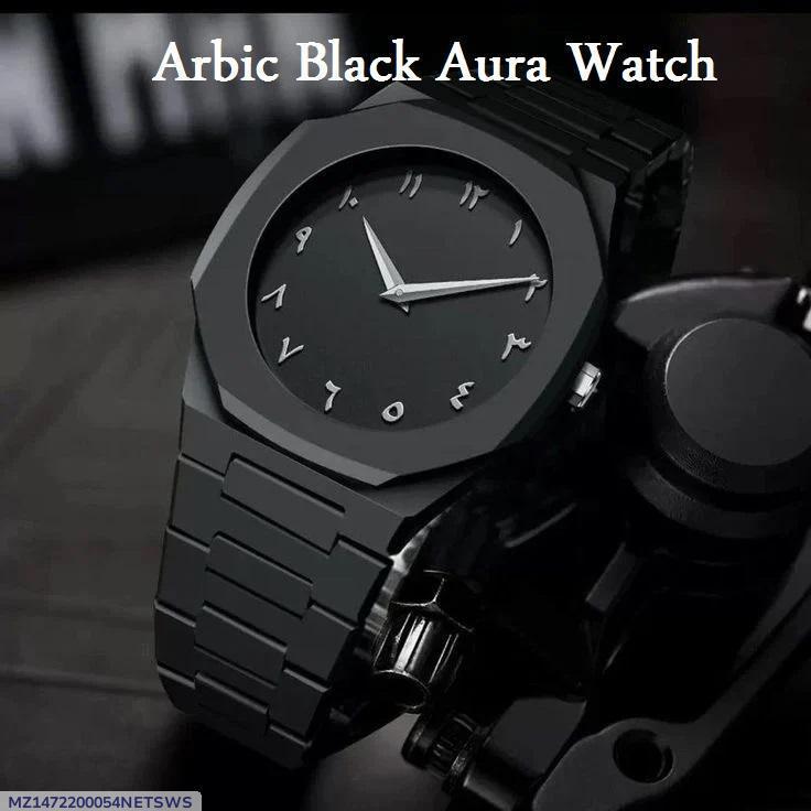 Black Arabic Aura Men’s Luxury Watch – Carbon Fiber Quartz Timepiece ShopiRivo