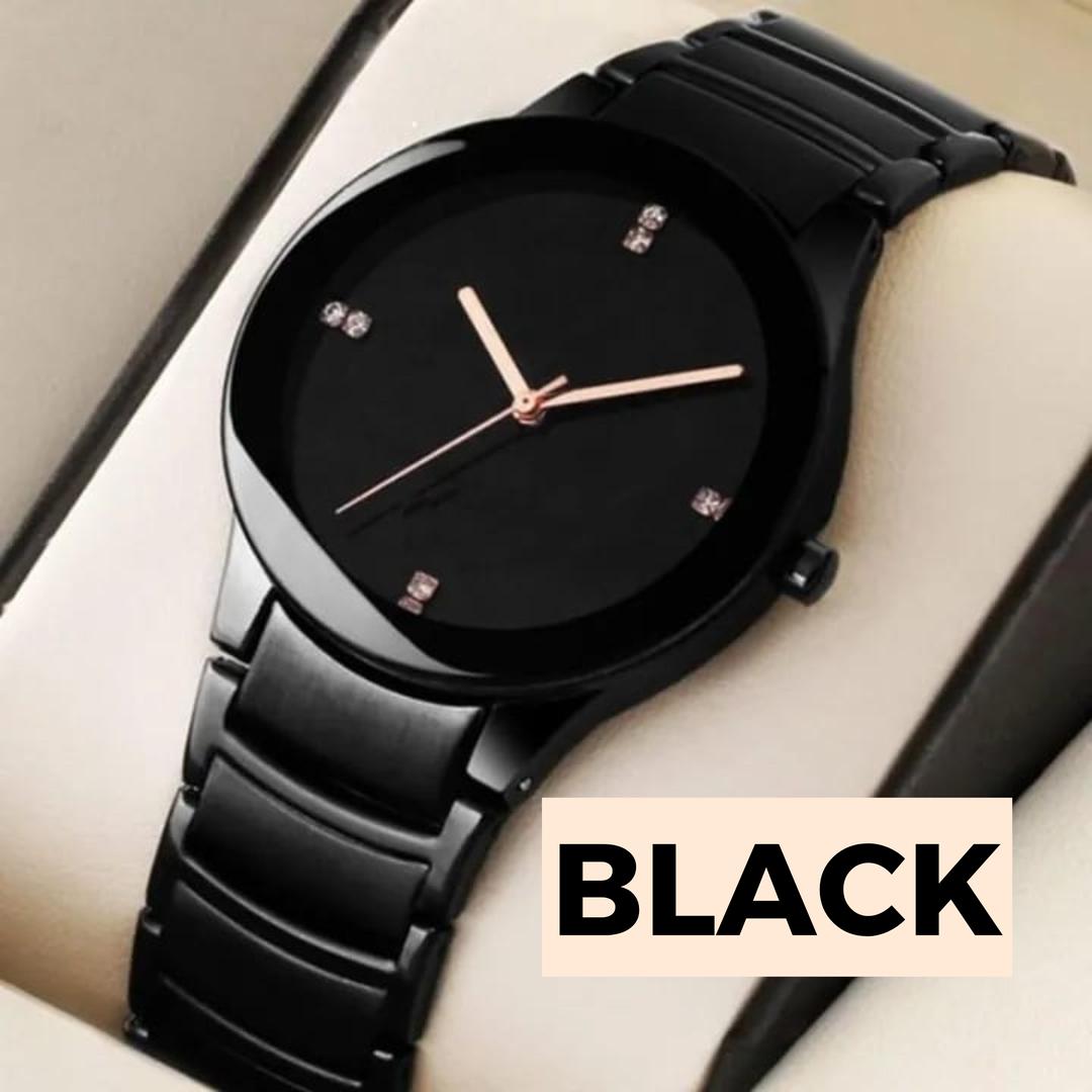 Men’s Quartz Chain Strap Watch – Stainless Steel, Water Resistant, Rotating Case Ring ShopiRivo