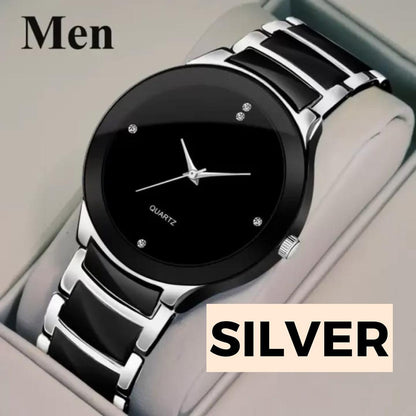 Men’s Quartz Chain Strap Watch – Stainless Steel, Water Resistant, Rotating Case Ring ShopiRivo