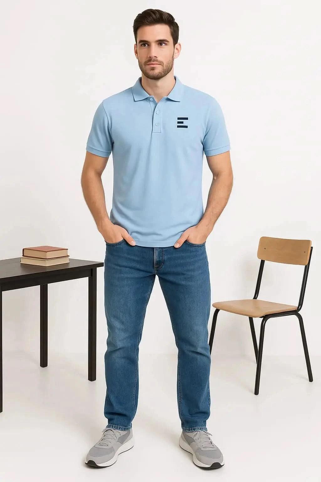 Men's Classic White Polo Shirt – Premium Cotton Casual Wear (EW-001045) ShopiRivo