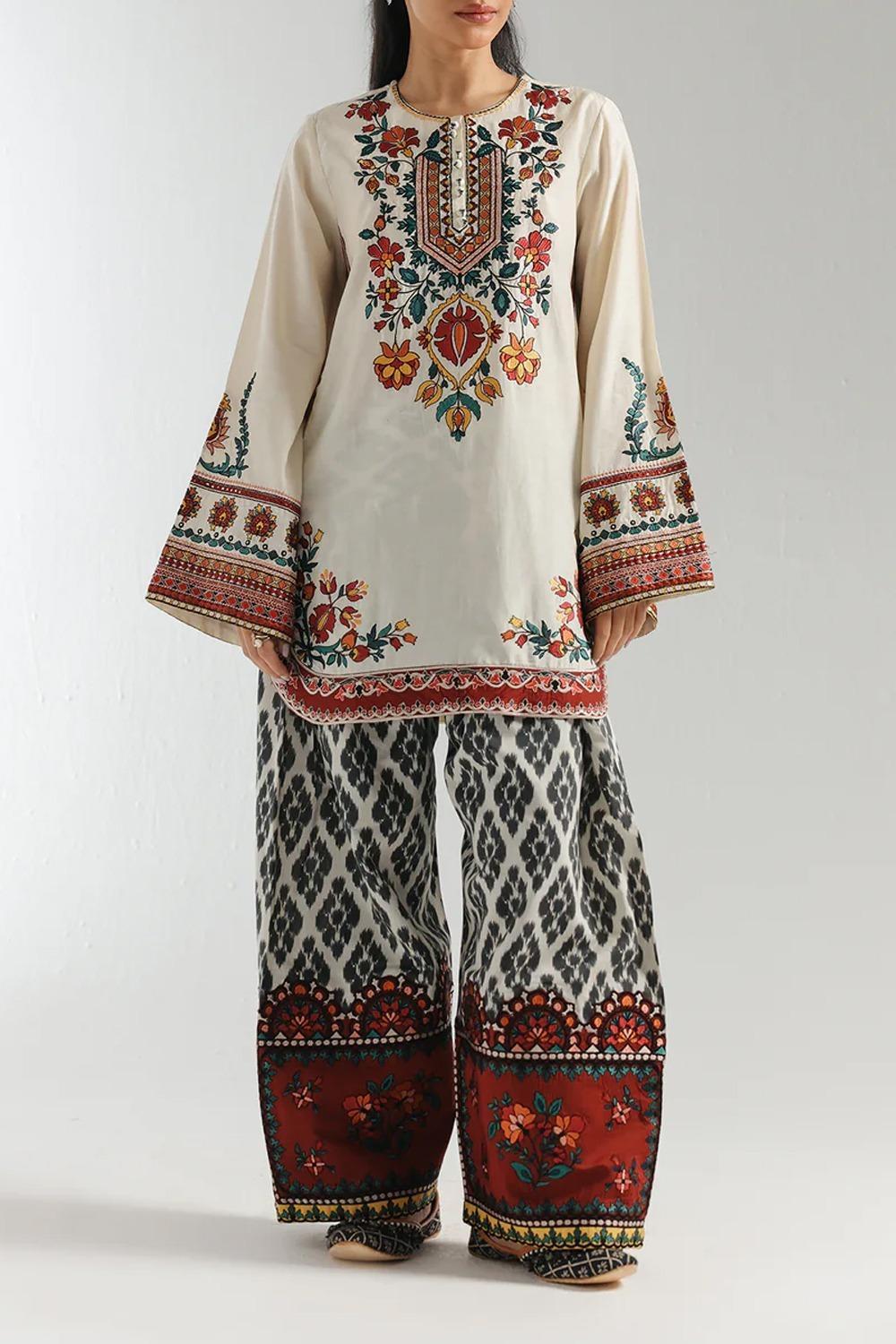 Women's 2 Piece Stitched Printed Shirt & Trouser Set ShopiRivo