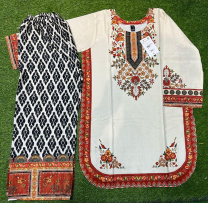 Women's 2 Piece Stitched Printed Shirt & Trouser Set ShopiRivo