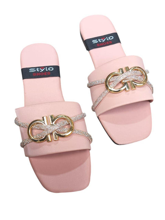 Women’s Pink PVC Semi-Formal Flats – Embellished, Stylish & Comfortable ShopiRivo