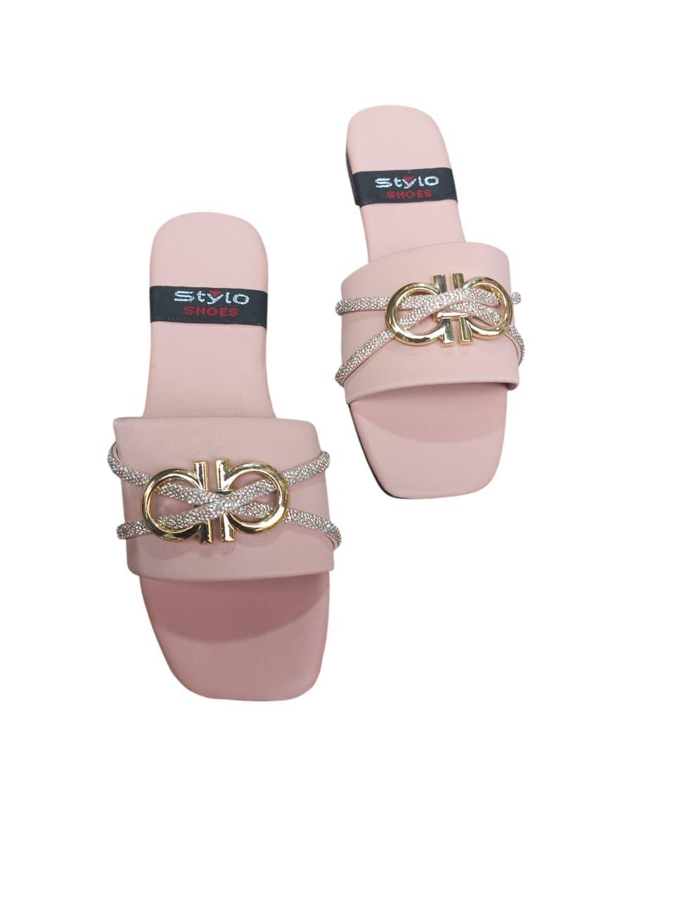 Women’s Pink PVC Semi-Formal Flats – Embellished, Stylish & Comfortable ShopiRivo