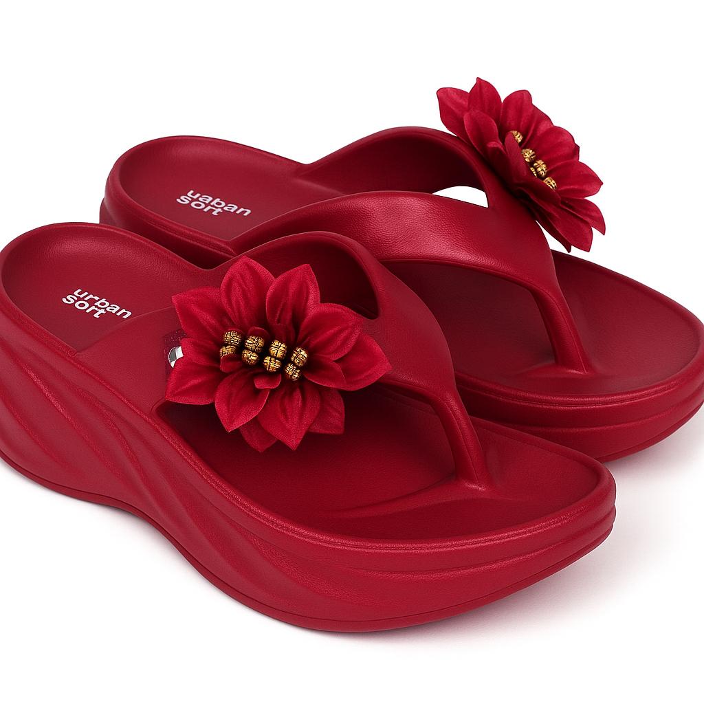 Stylish Red Women's Casual Sandals – Ladies 1201, Lightweight & Comfortable Everyday Slides ShopiRivo