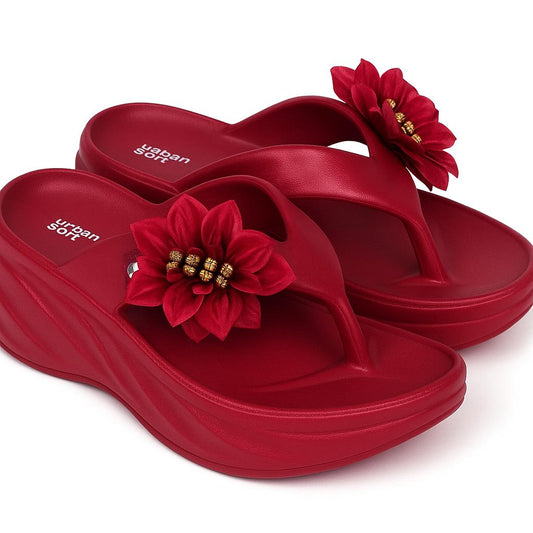 Stylish Red Women's Casual Sandals – Ladies 1201, Lightweight & Comfortable Everyday Slides ShopiRivo