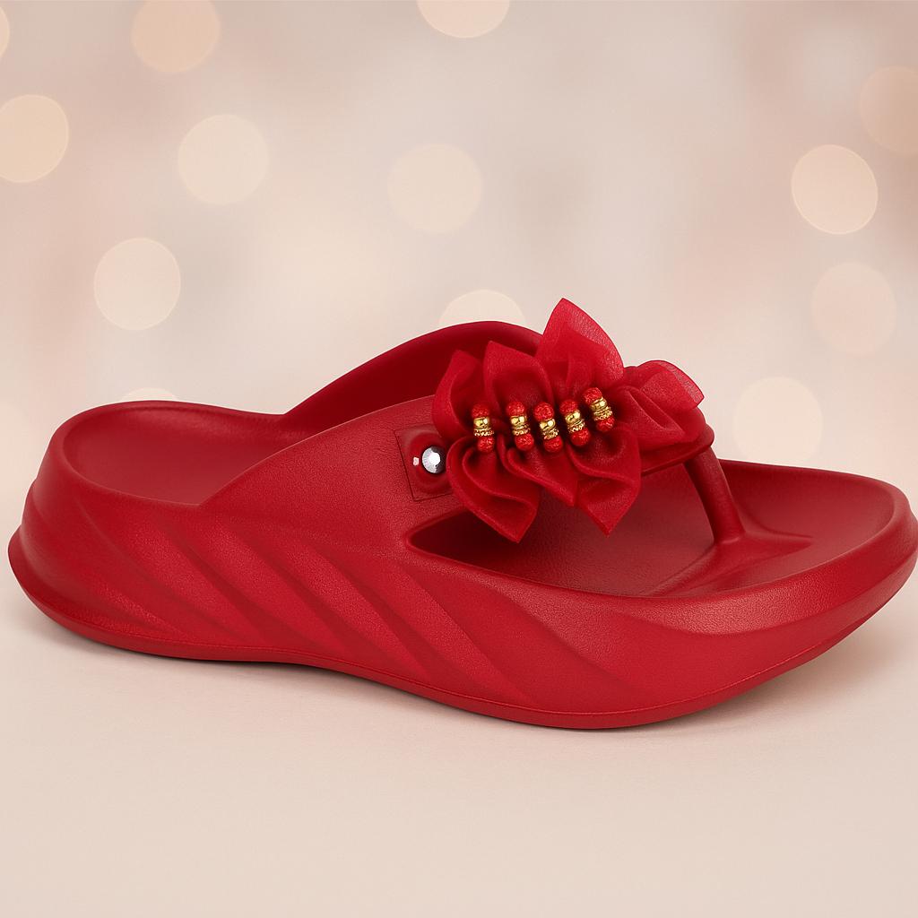 Stylish Red Women's Casual Sandals – Ladies 1201, Lightweight & Comfortable Everyday Slides ShopiRivo