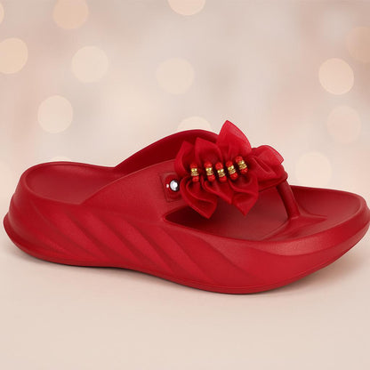 Stylish Red Women's Casual Sandals – Ladies 1201, Lightweight & Comfortable Everyday Slides ShopiRivo