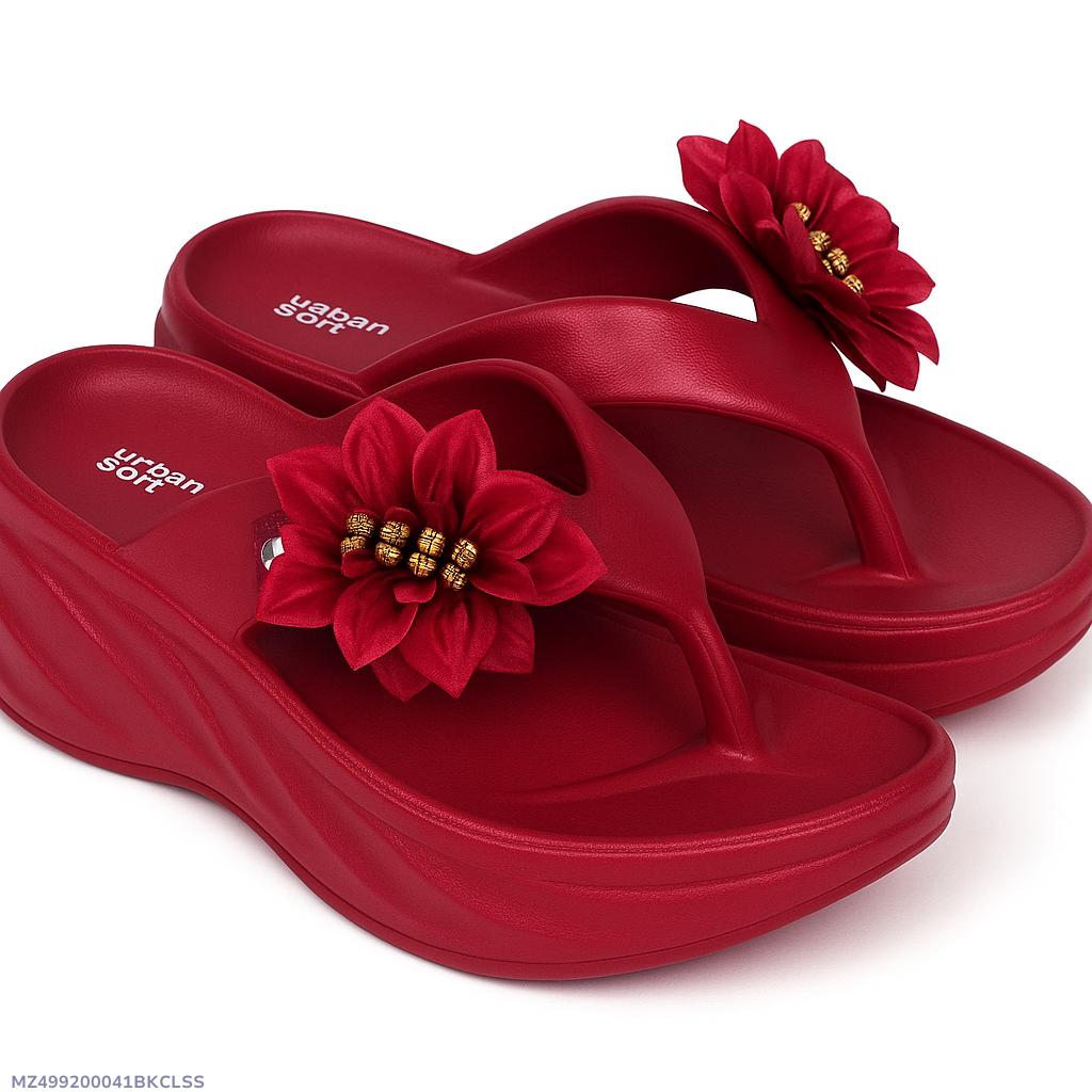 Stylish Red Women's Casual Sandals – Ladies 1201, Lightweight & Comfortable Everyday Slides ShopiRivo