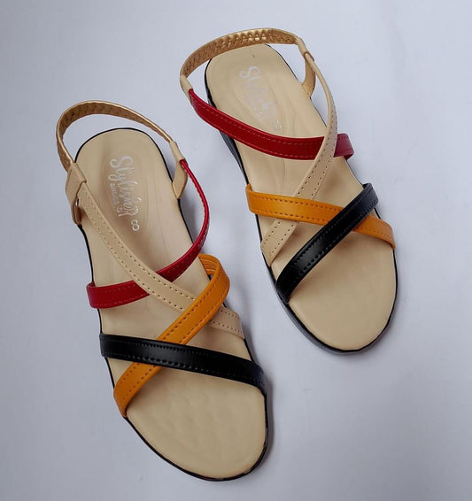 Women’s Beige Synthetic Leather Wedge Sandals – Premium Quality Casual Footwear ShopiRivo