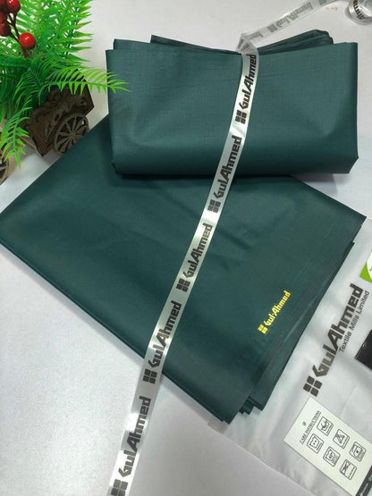 Men’s Green Cotton Suit – 4 Meter Unstitched Plain Fabric with Buttons (Summer Collection) ShopiRivo
