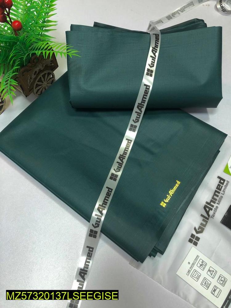 Men’s Green Cotton Suit – 4 Meter Unstitched Plain Fabric with Buttons (Summer Collection) ShopiRivo