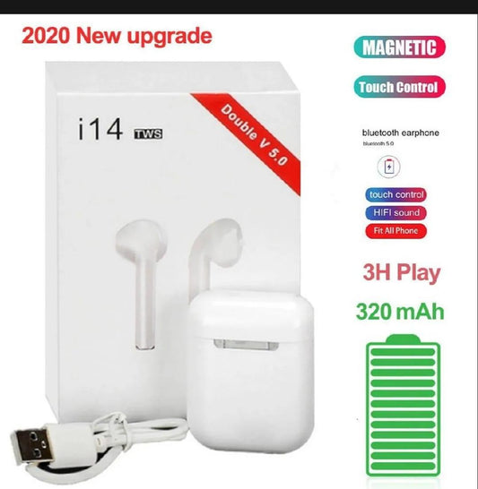 i14 TWS Wireless Bluetooth Earbuds with Charging Case – High Quality Stereo Sound ShopiRivo