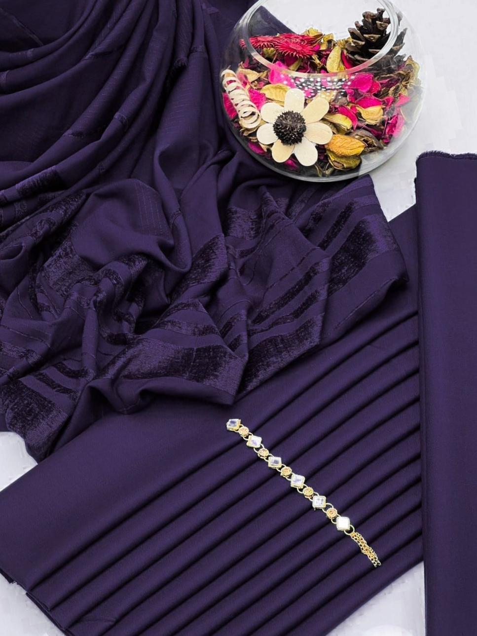 3 Pcs Women's Unstitched Plain Suit ShopiRivo