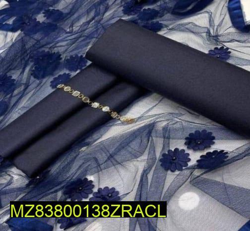 3 Pcs Women's Unstitched Emblazon Silk Embroidered Suit ShopiRivo
