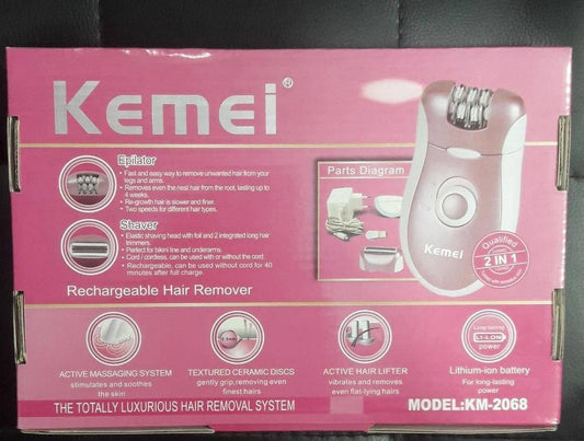Kemei KM-2068 2 in 1 Electric Rechargeable Epilator & Beard Shaver for Women – Smooth Hair Removal ShopiRivo