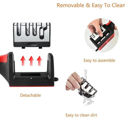 Professional 3-Stage Knife Sharpener – Manual Kitchen Blade Sharpening Tool for All Knives ShopiRivo