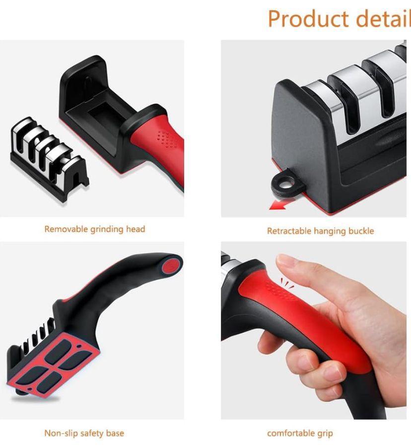 Professional 3-Stage Knife Sharpener – Manual Kitchen Blade Sharpening Tool for All Knives ShopiRivo