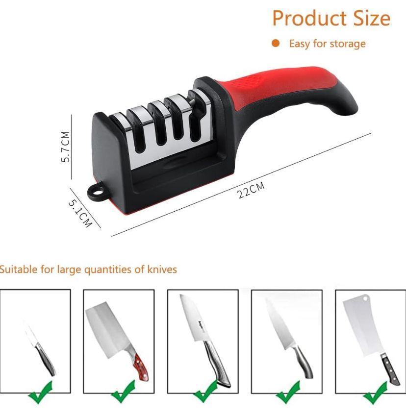 Professional 3-Stage Knife Sharpener – Manual Kitchen Blade Sharpening Tool for All Knives ShopiRivo