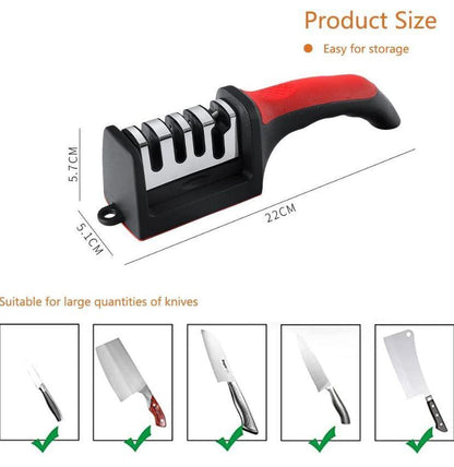 Professional 3-Stage Knife Sharpener – Manual Kitchen Blade Sharpening Tool for All Knives ShopiRivo