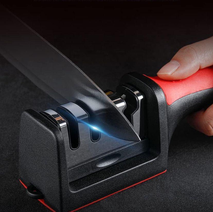 Professional 3-Stage Knife Sharpener – Manual Kitchen Blade Sharpening Tool for All Knives ShopiRivo