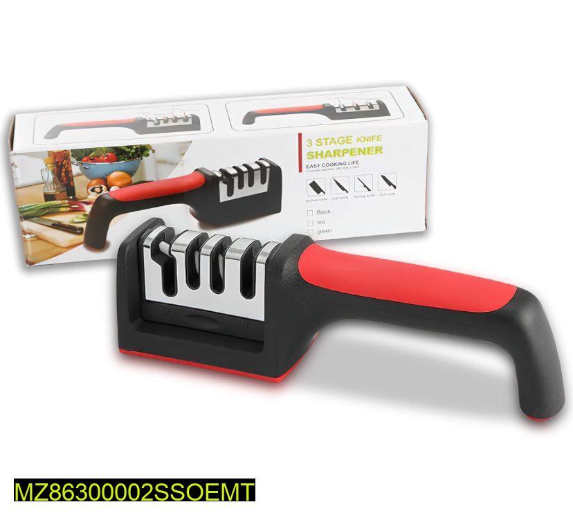 Professional 3-Stage Knife Sharpener – Manual Kitchen Blade Sharpening Tool for All Knives ShopiRivo