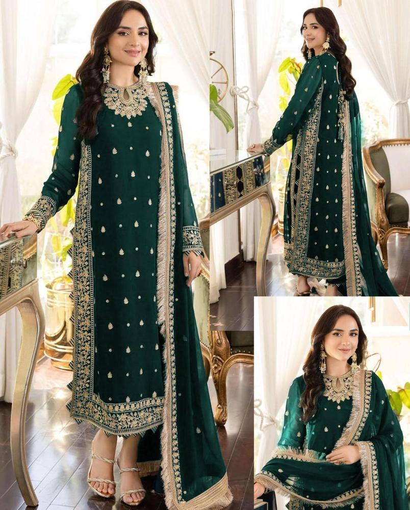 Women’s 3 Piece Stitched Crinkle Chiffon Embroidered Suit with Dupatta ShopiRivo
