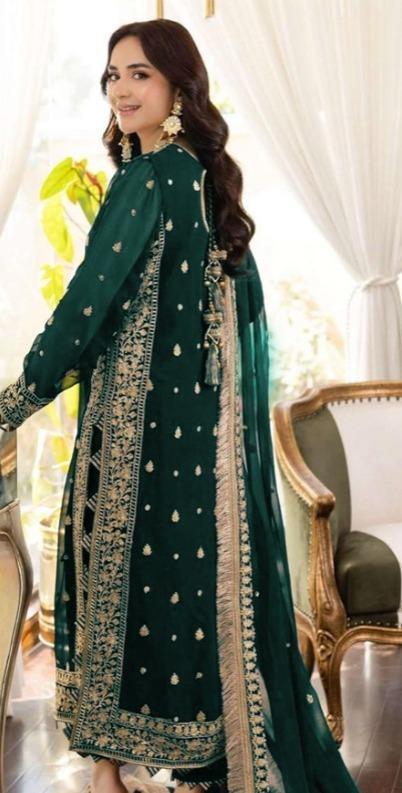 Women’s 3 Piece Stitched Crinkle Chiffon Embroidered Suit with Dupatta ShopiRivo