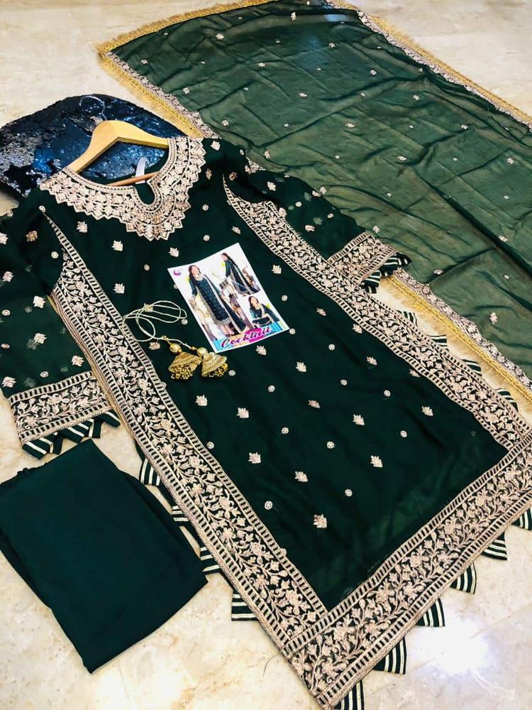 Women’s 3 Piece Stitched Crinkle Chiffon Embroidered Suit with Dupatta ShopiRivo