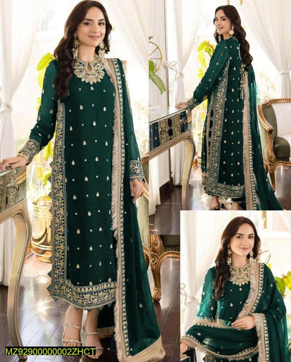 Women’s 3 Piece Stitched Crinkle Chiffon Embroidered Suit with Dupatta ShopiRivo