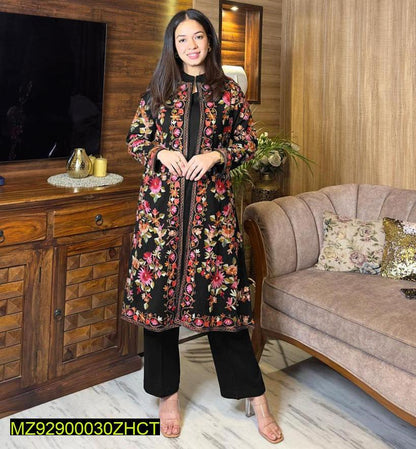 Women's 3 Piece Stitched Katan Silk Embroidered Gown Suit with Dupatta ShopiRivo