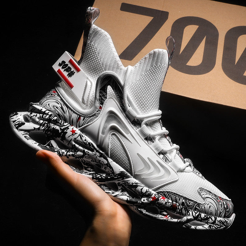 Guofeng Shoes Men&#039;s Fashionable Shoes Winter Basketball Men&#039;s Shoes New Fashionable High-top Cotton Shoes Fleece Blade Youth Sneakers