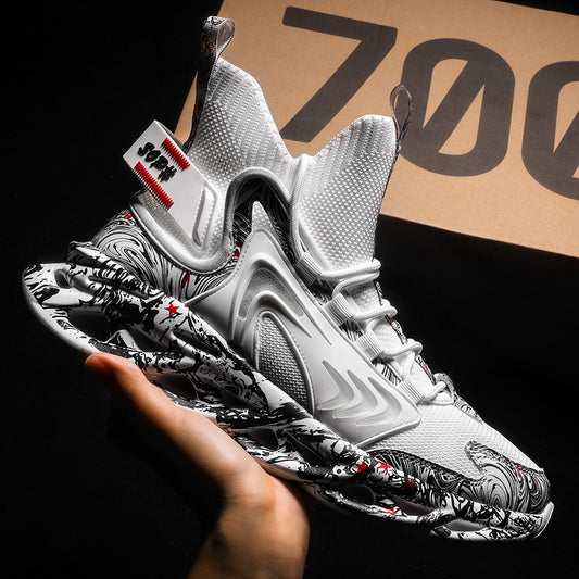 Guofeng Shoes Men&#039;s Fashionable Shoes Winter Basketball Men&#039;s Shoes New Fashionable High-top Cotton Shoes Fleece Blade Youth Sneakers