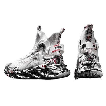 Guofeng Shoes Men&#039;s Fashionable Shoes Winter Basketball Men&#039;s Shoes New Fashionable High-top Cotton Shoes Fleece Blade Youth Sneakers