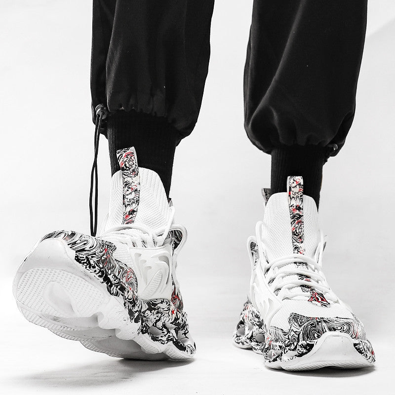Guofeng Shoes Men&#039;s Fashionable Shoes Winter Basketball Men&#039;s Shoes New Fashionable High-top Cotton Shoes Fleece Blade Youth Sneakers